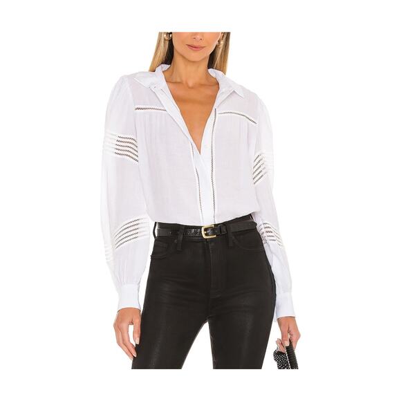 7 For All Mankind 'Lace' White Long Sleeve Shirt Size XS